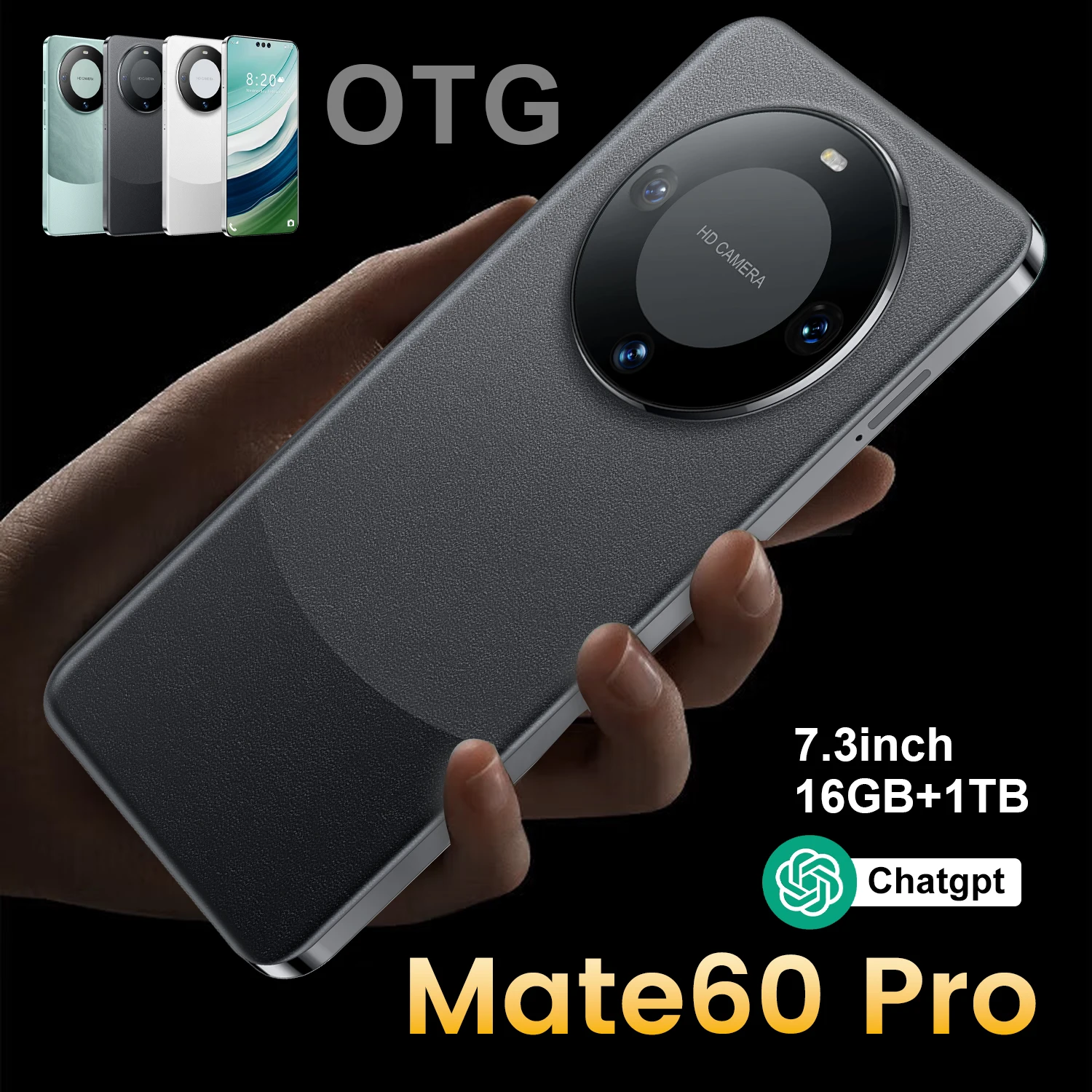 2024 Hot Selling Cellphone Mate 60 Pro 16GB+1TB 7.3 Inch Full Display Android 13.0 Mobilephone 5G Smartphone