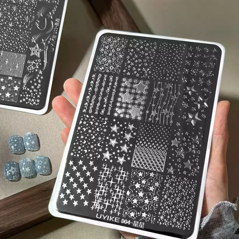 Cartoon Moon Stars Nail Stamping Plates Rectangle Template Stencils Nail Art Stamp Image Plate Manicure Nail Print Tools