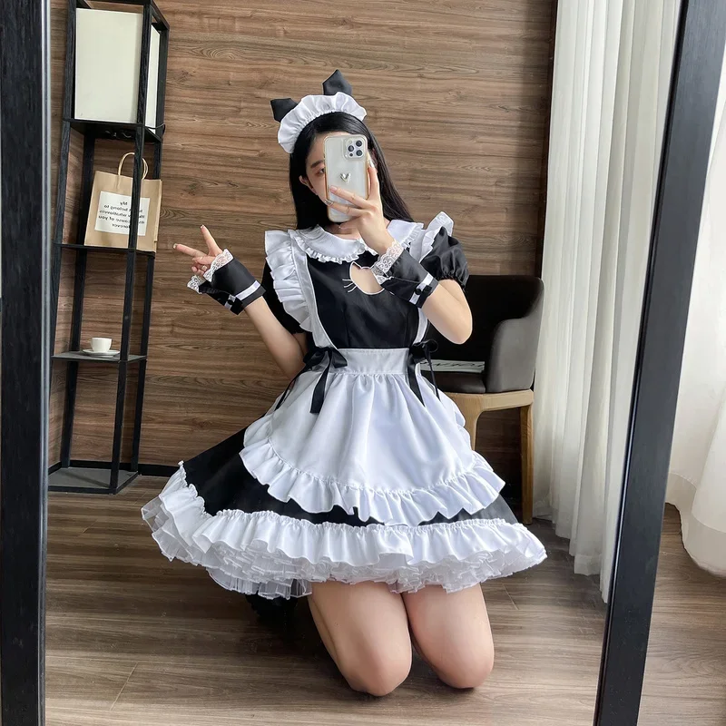 Lolita School Girl Sweet Princess Dress Japanese Kawaii Plus Size Maid Cosplay Costumes Anime 2024 Halloween Party Maid Outfits