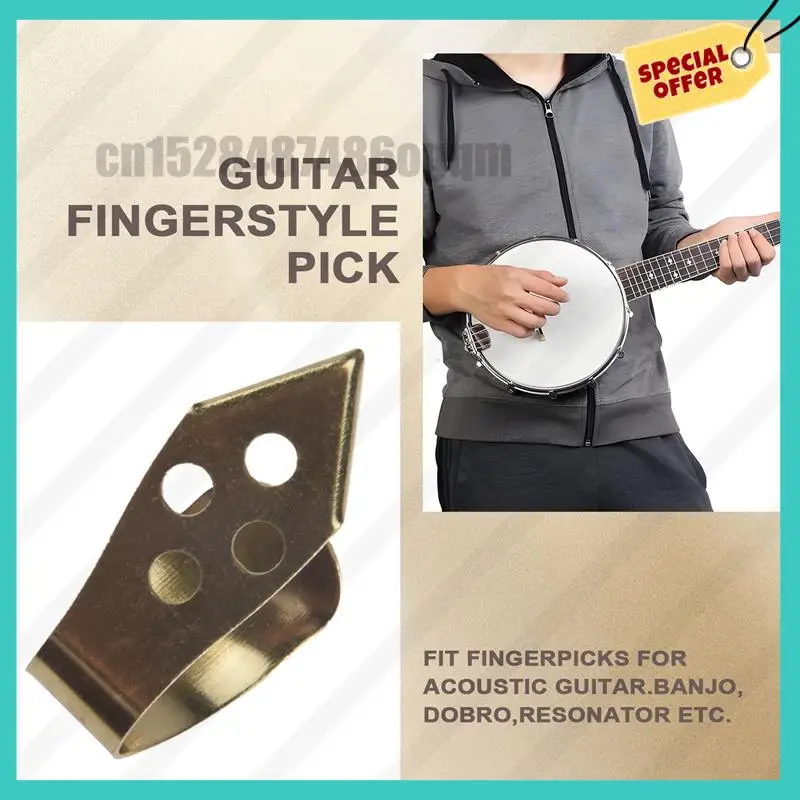 -ABJZ Guitar Finger Picks 3 Index Fingers + 1 Thumb Adjustable Metal Banjo Fingerstyle Pick Finger Protector