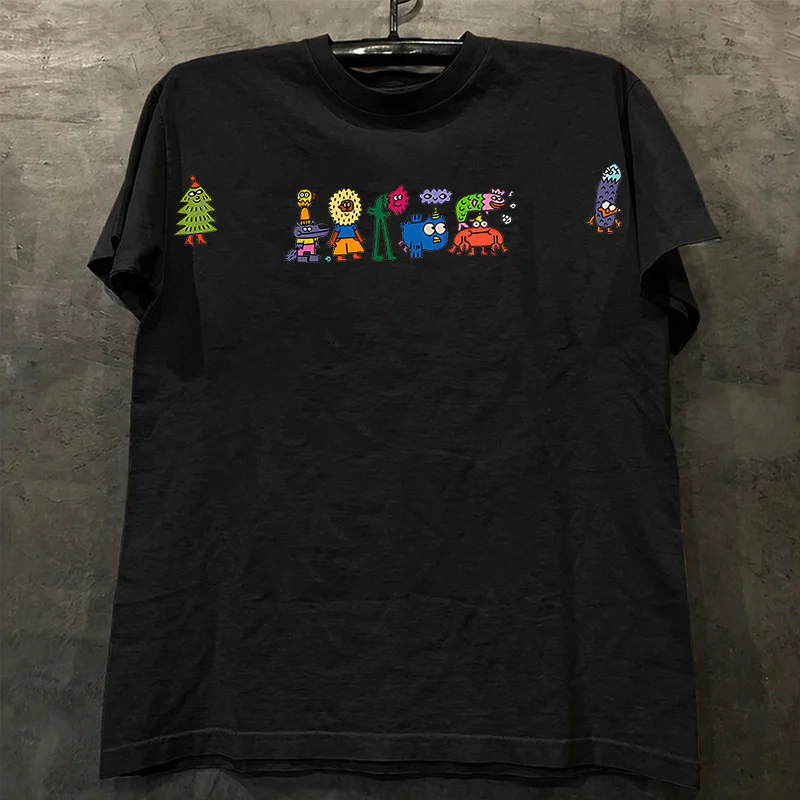 Loose Fit Cotton T-Shirt Unisex Short Sleeve Double Thread UPUPXIA Hero Print Sweat Absorbent round Neck Casual Summer Top