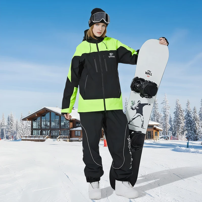 New Winter Hooded Skiing Suit Women Outdoor Loose Skiing Suit Men Single Board Warm Windproof Waterproof Breathable Snow Suit