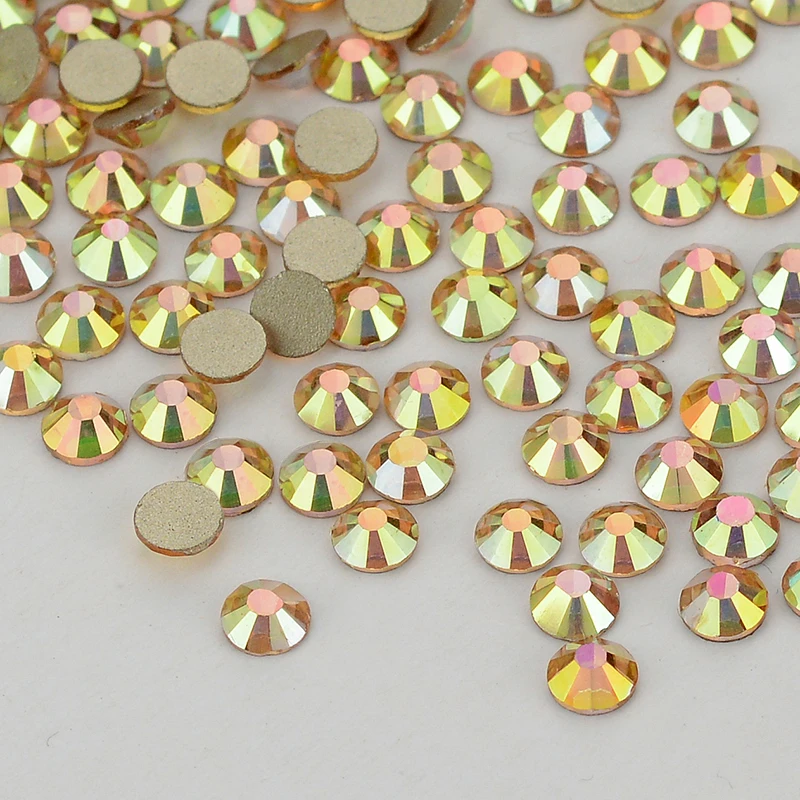 SS3-SS50 Metall Sonnenlicht Glas Flatback Strass Glitzer Gold Basis Nicht Hotfix Strass Strasssteine für DIY Handwerk Kleid Dekoration