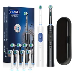 Electric Toothbrush for Adult Rotary Rechargeable Electric Toothbrush Teeth Whitening Rotating Electric Toothbrush with 8 Heads