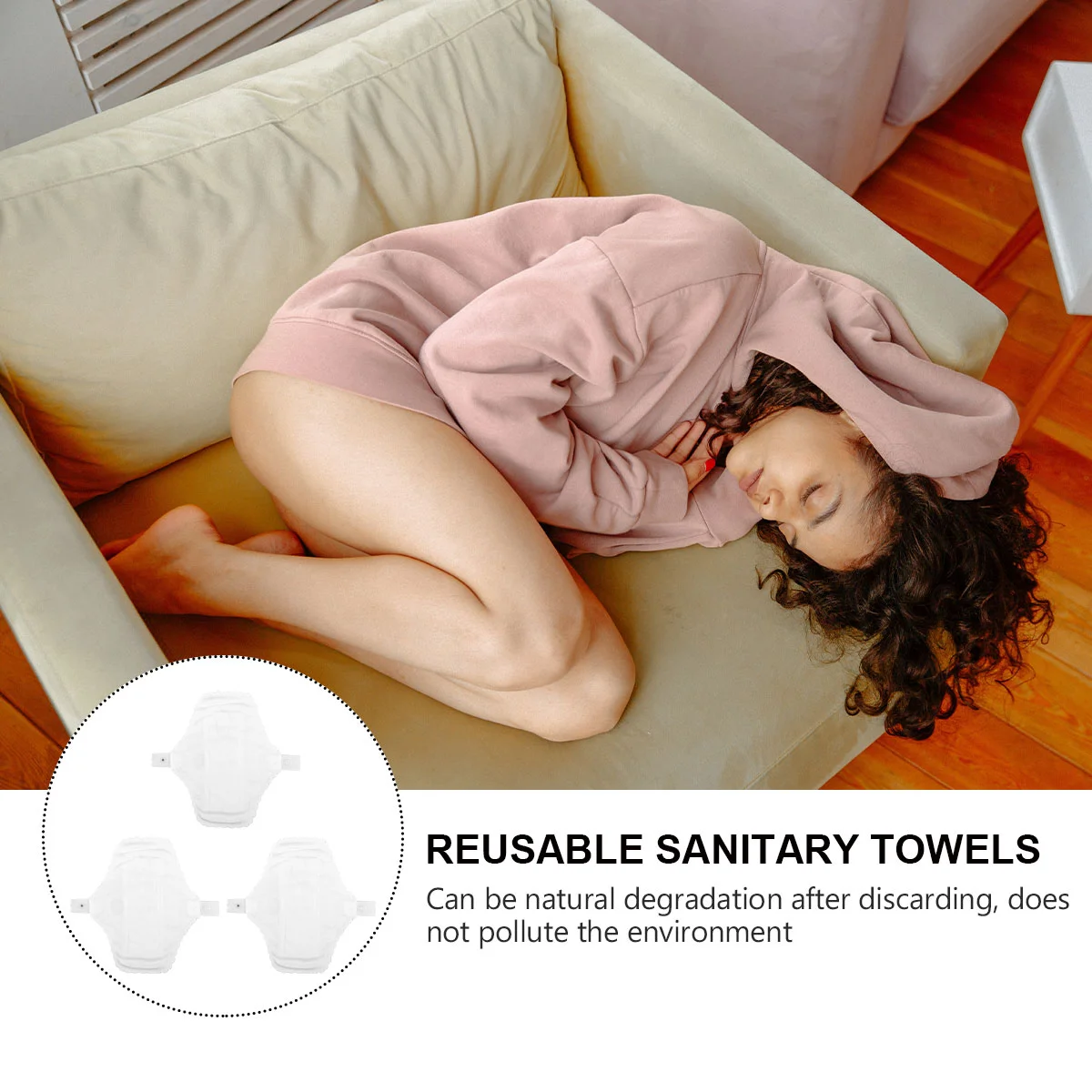 3 Pcs Menstrual Cloth Sanitary Napkin Reusable Pads Washable Clothes Panties Napkins Cotton Leak Proof Underpants Towels
