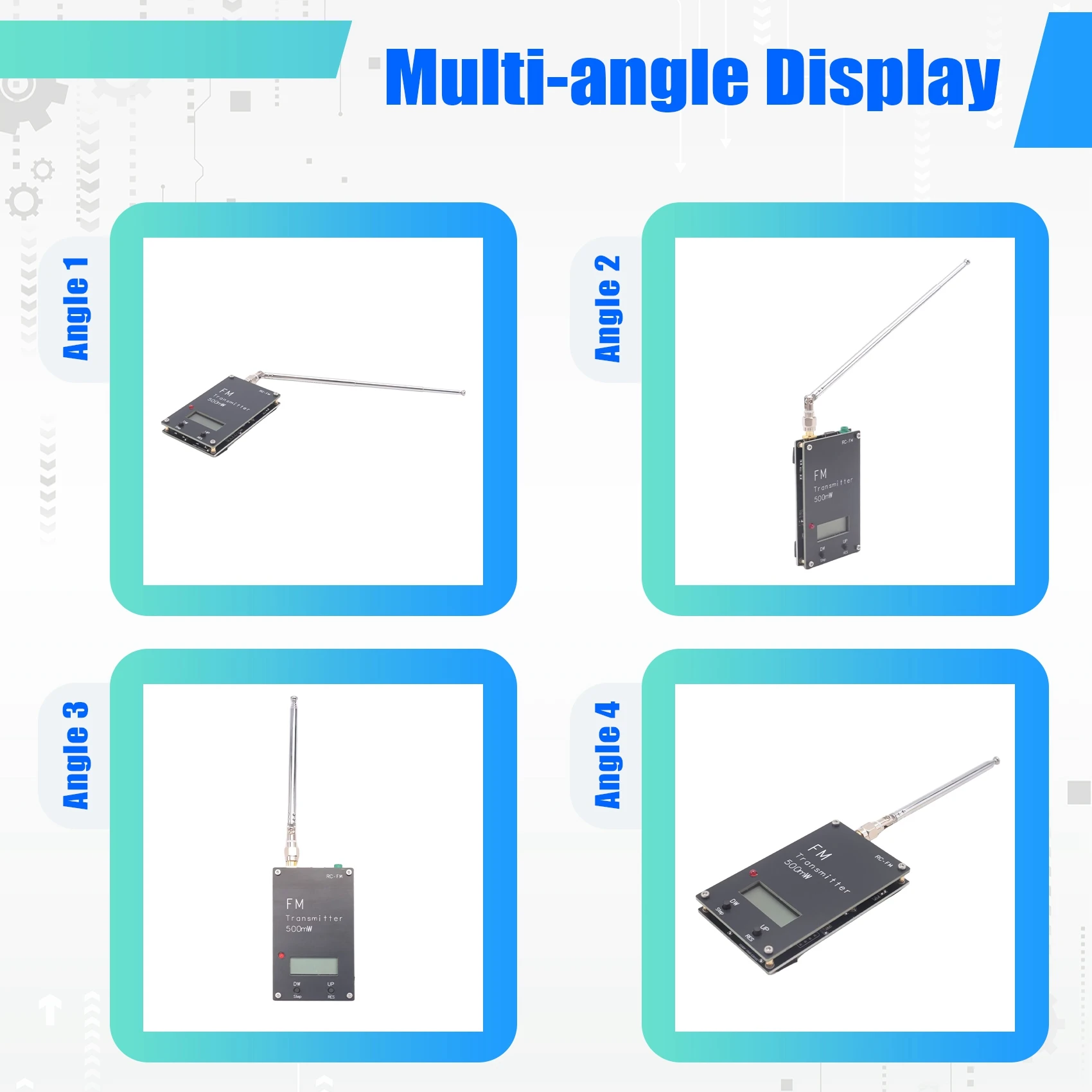 ABMF 0.5W FM Transmitter Stereo 88-108MHz LED Display 2000M Range for Campus Radio Broadcast for DSP USB-C