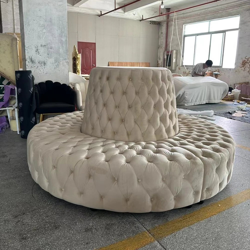 Top Sale White Wedding Event Sofa High Quality Leather Round Hall King Throne Sofas