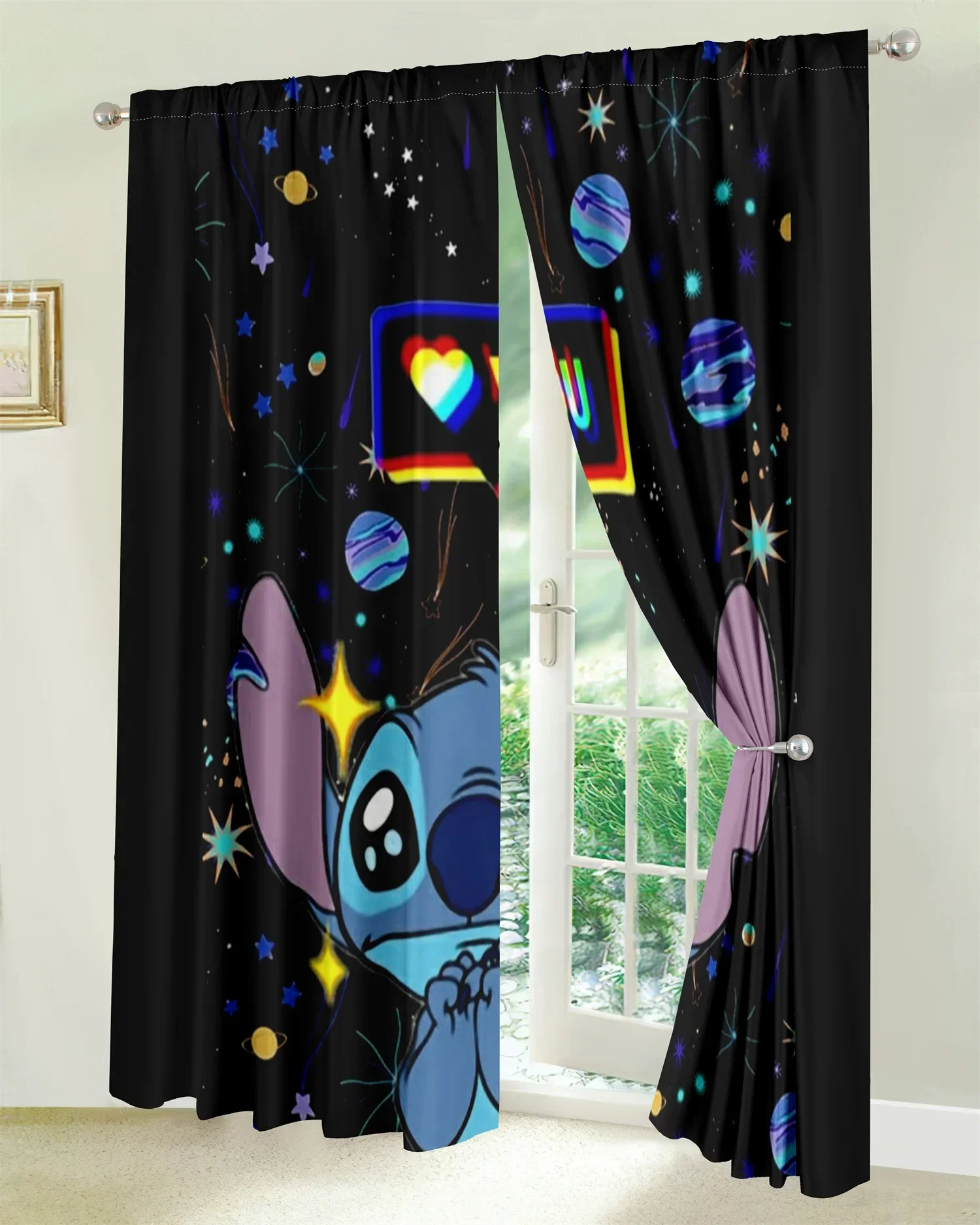 Lovely Cute Cartoon Design Kids Child Light Filtering Drapes Window Curtains for Living Room Bedroom 2 Pieces Decor