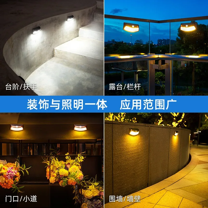 Luz LED Solar con Sensor de movimiento para jardín, candelabros para exteriores, escaleras, vallas, lámparas de pared para exteriores, luces para porche