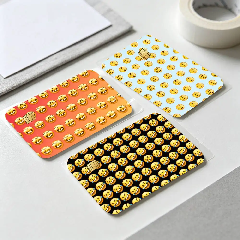 Funny Full E-Emoji Card Stickers for Bank Access Protective Waterproof Film Cover Sticker Surprise Gift
