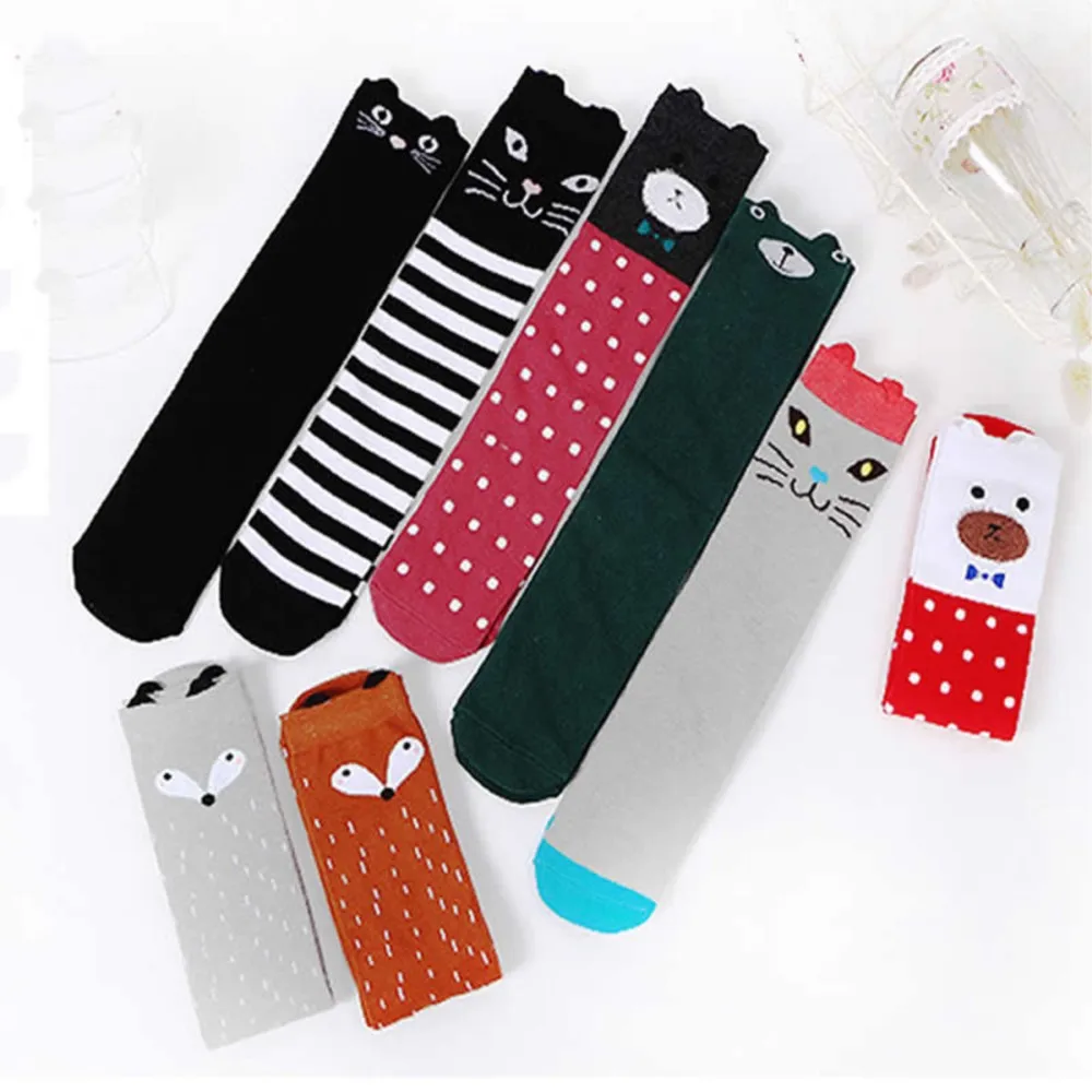 cartoon plate children knee high leg warmers girl cotton breathable tube baby kid stocking leggings