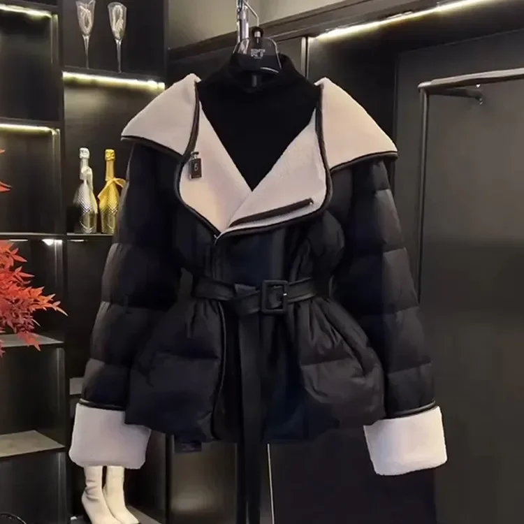 

Высококачественная черная короткая хлопковая куртка, женская элегантная уличная одежда с застежкой талии, уличная одежда