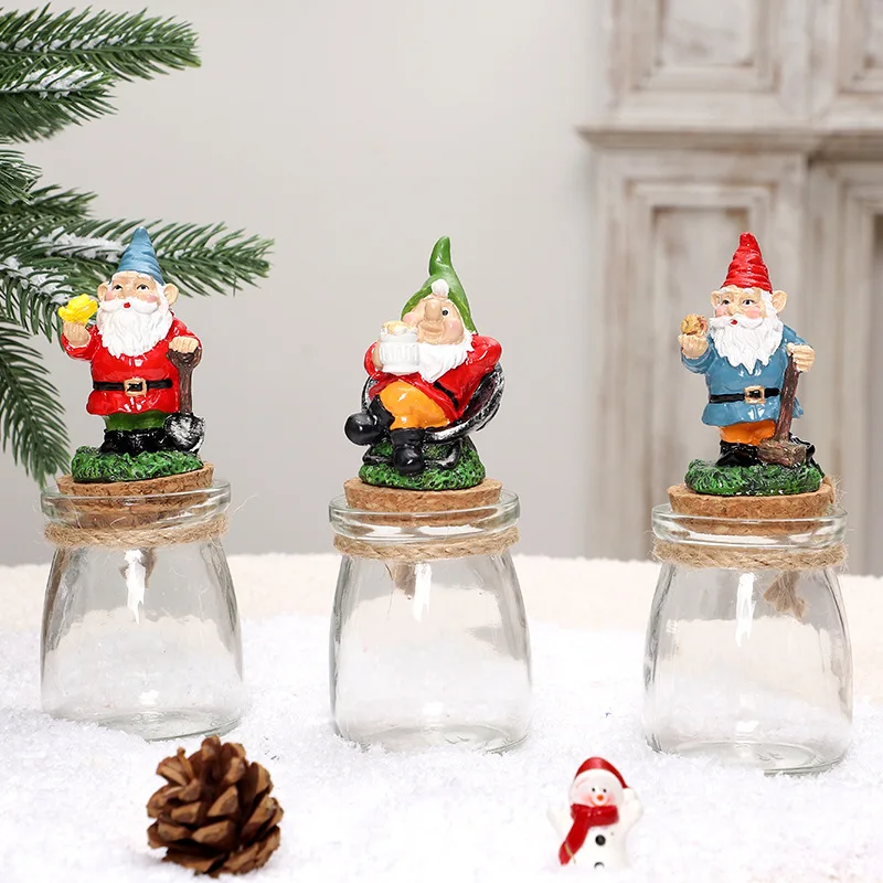2024 New Home Christmas Day Candy Jar Cute Cartoon Gnome Elf Dwarf Festival Decoration Resin Party New Year Pack Gifts Jar