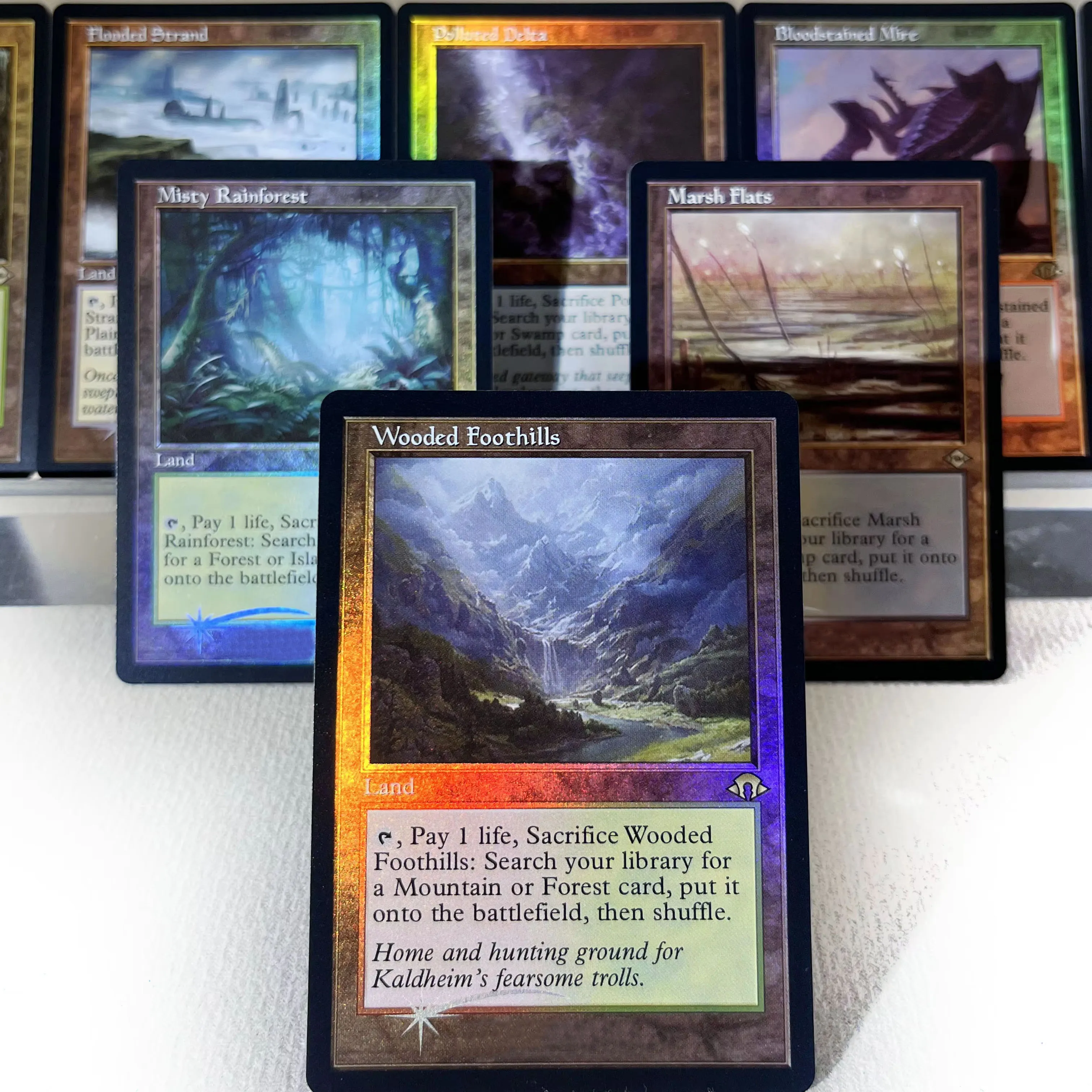 SNC UNF IKO FOIL5-02 Tcg Proxy Magic Cards Nazgûl Arid Mesa Scalding Tarn Windswept Heath Bloodstained Mire Gather