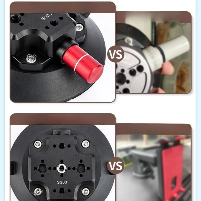 Staffa stabilizzatrice per fotocamera per Go Pro Auto Lampada per auto Supporto per supporto Pompa a mano Ventosa per vuoto 1/4 "3/8" Foro di localizzazione ARRI