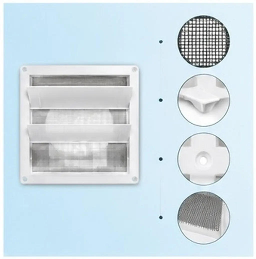 Plastic Louvered Vent Cover for Dryer Exhaust Outdoor Square 7.86x7.86 Face Size Bathroom Kitchen Vent with Screws