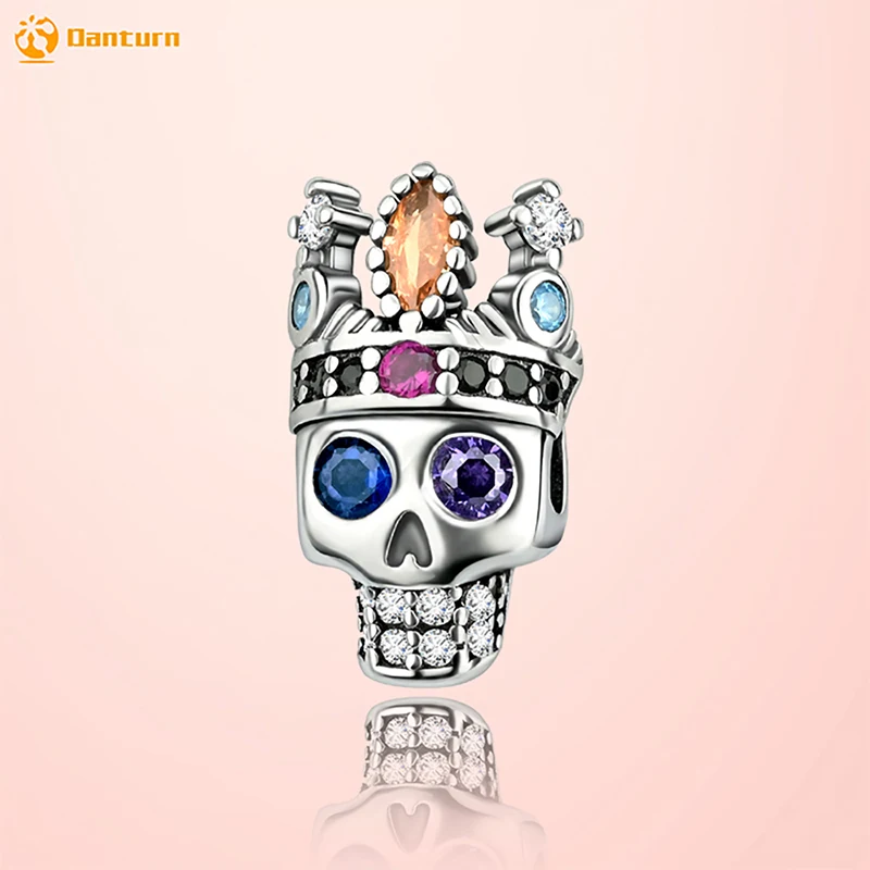

Danturn 925 Sterling Silver Original Beads Skull Dangle Charm fit Snake Chain Bracelet Fashion Women Jewelry Making