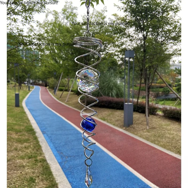 for Outdoor Yard Garden Spiral Tail Wind Chime Wind Spinner with Double Rotor, Dynamic Visual Hanging Decor