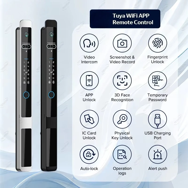 Tediton Waterproof Smart Aluminum Door Lock Fingerprint Password Narrow Gate Digital Door Smart Lock for Sliding Door
