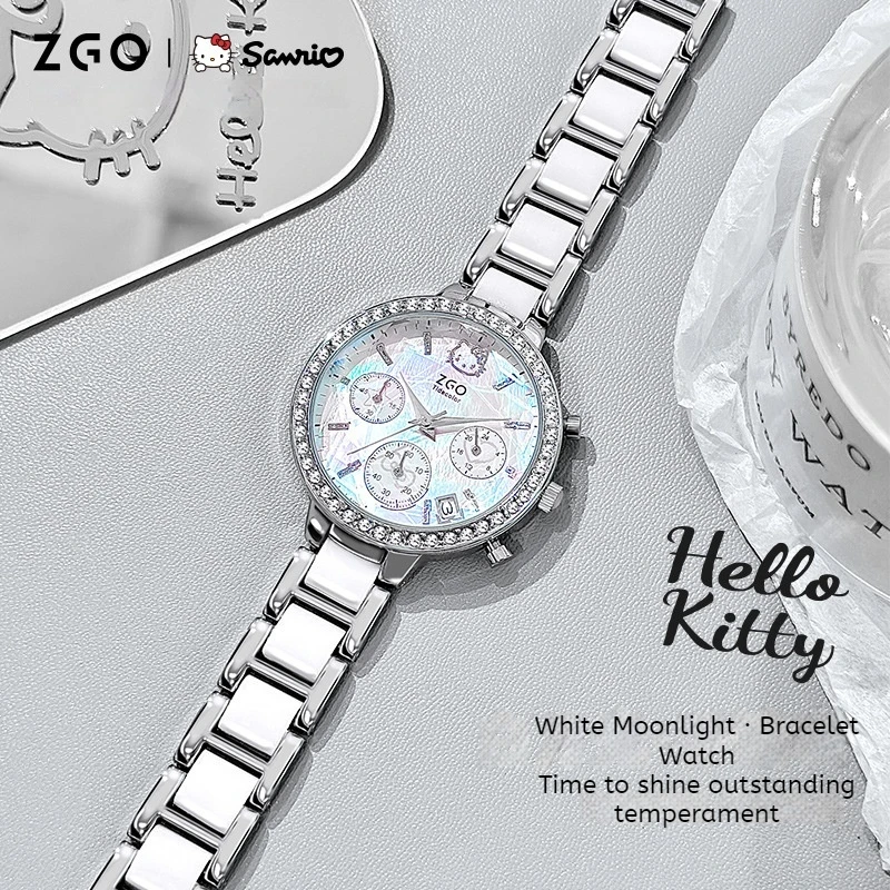 2024 Lente Hellokitty Horloge Vrouwen Quartz Mode Zilver Licht Waardevol Waterdichte Mode Armband Voor Dames Vakantie Cadeau