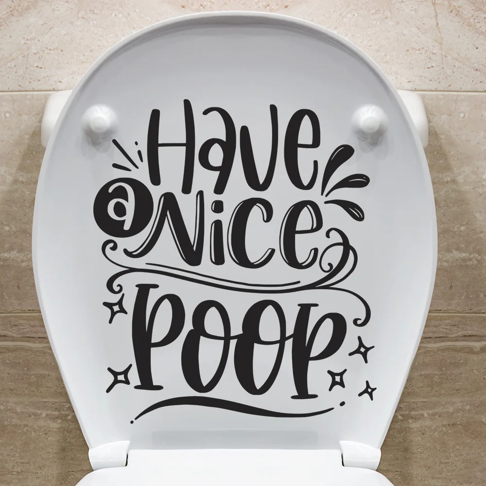 C11# Have A Nice Poop Toilet Stickers Cartoon Child Urination Toilet Lid WC Door Sticker Removable Decor Paper Household