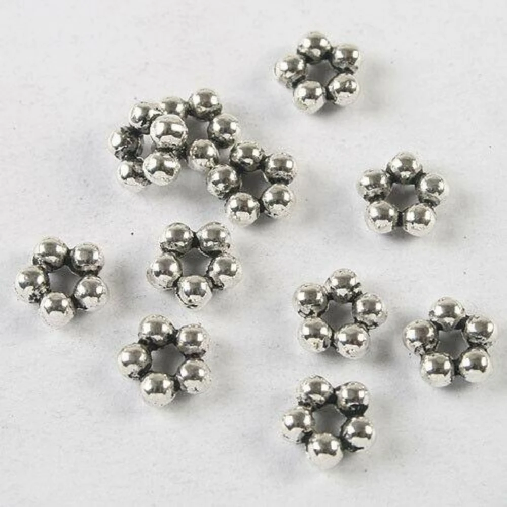 40PCS 7.3mm hole:2mm DARK SILVER TONE DOT 7.3MM SPACER BEAD H3723