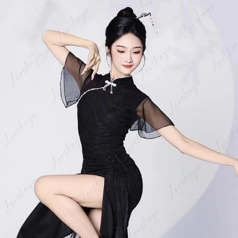 

Summer New Classical Dance Split Cheongsam Costume Elegant Chinese