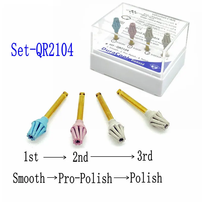 Kit de polissage composite dentaire, polisseuse à dents en porcelaine, fraise à contre-angle, brosse flexible en spirale, ensemble de 4 pièces