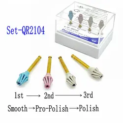 4pcs/set Dental Composite Polish Kit Porcelain PolisherTeeth Polishing Bur Contra Angle Spiral Flex Brush