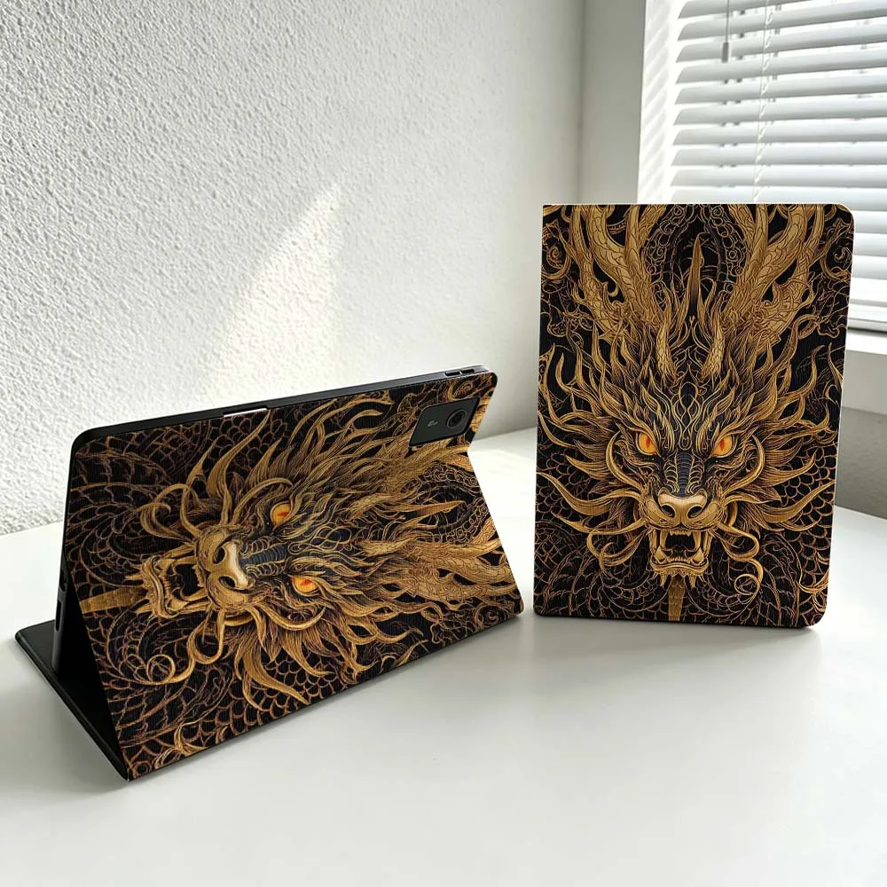 Golden Dragon Head Art For Lenovo Xiaoxin Lenovo Tab Pad Pro Plus K11 P12 M10 Legion Y900 Soft Inch Tablet Case Cover