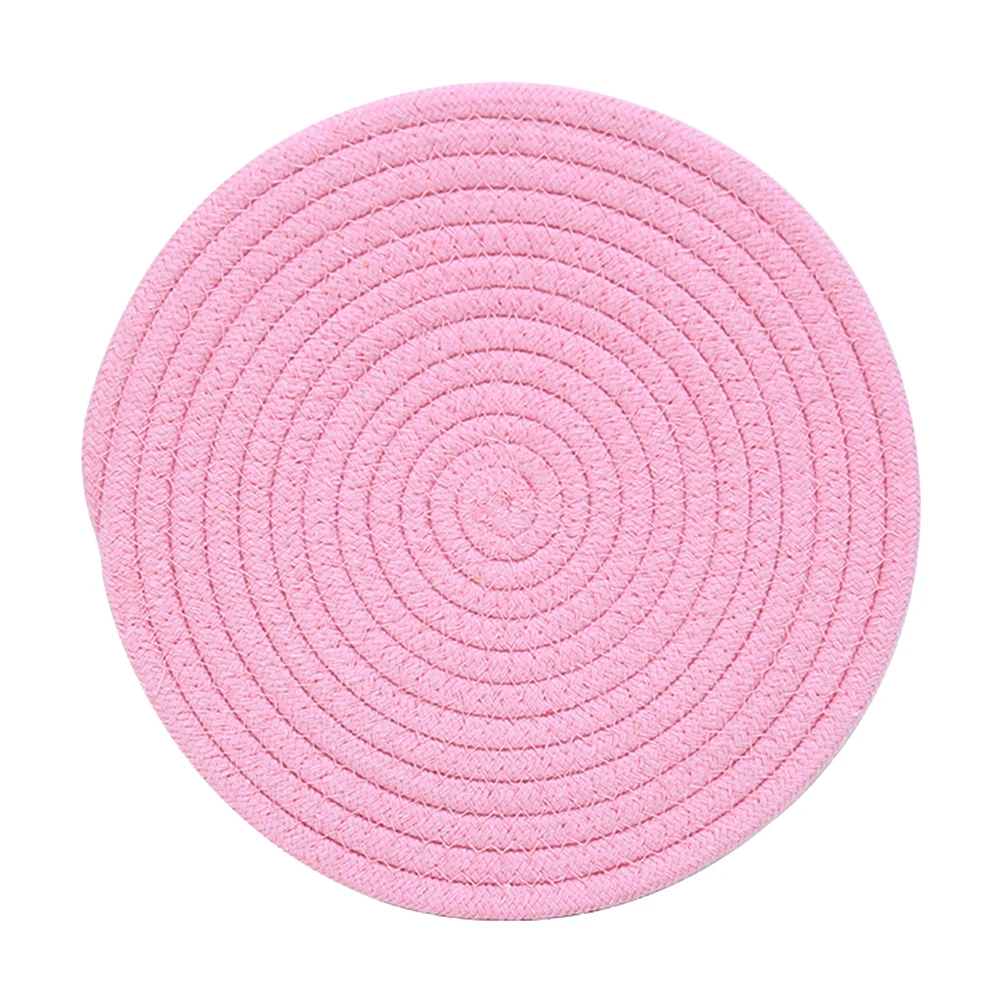

Non slip Placemat Coaster Round Cup Cotton Thread Decorative Heat Resistant Table Protection Easy Clean Washable Storage