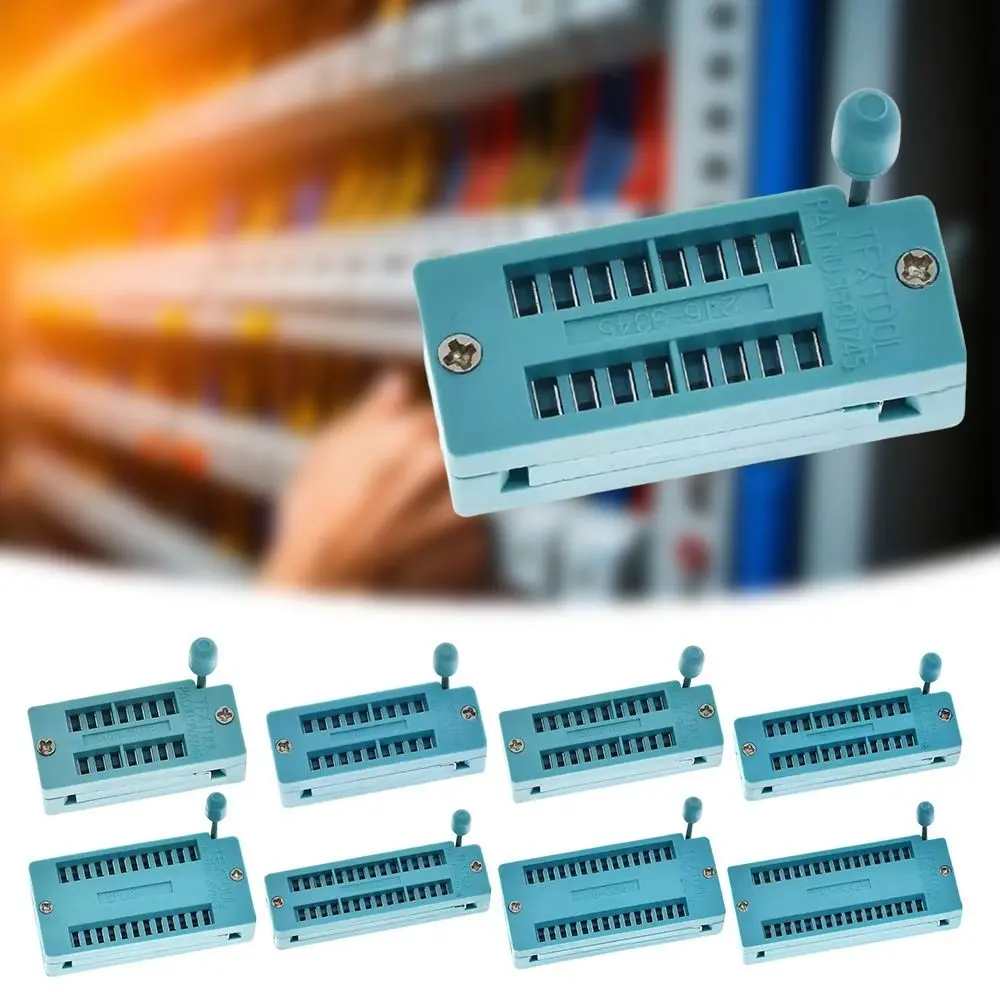 14-16-18-20-24-28-32-40-контактное-зеленое-универсальное-гнездо-zif-для-микроконтроллеров-dip-с-шагом-254-мм-для-тестирования-чипов