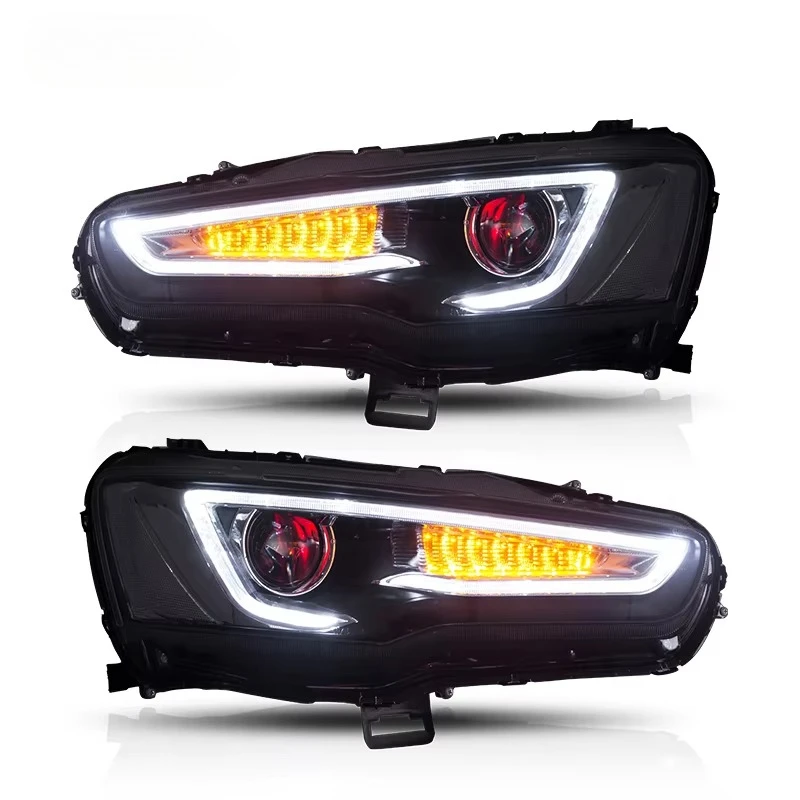 LED Headlight Head Lamp Sequentail Demon Eyes 2008-2017 for Galant/Lancer EVO X Head Lights