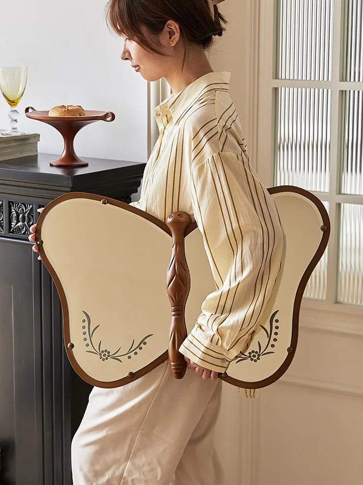 Butterfly, used solid wood, hand-carved French dressing , half-length mirror wall-mounted entryway mirror