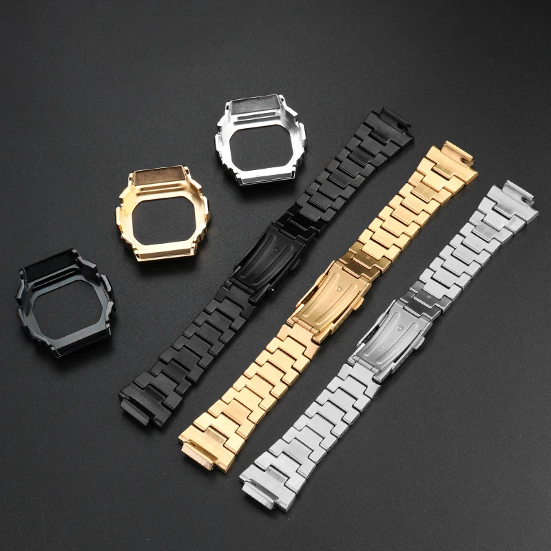 DW5600 metal case+strap for Casio G-SHOCK DW-5600 GW-M5610 GW-B5600 personalized modification DIY set watch parts accessories