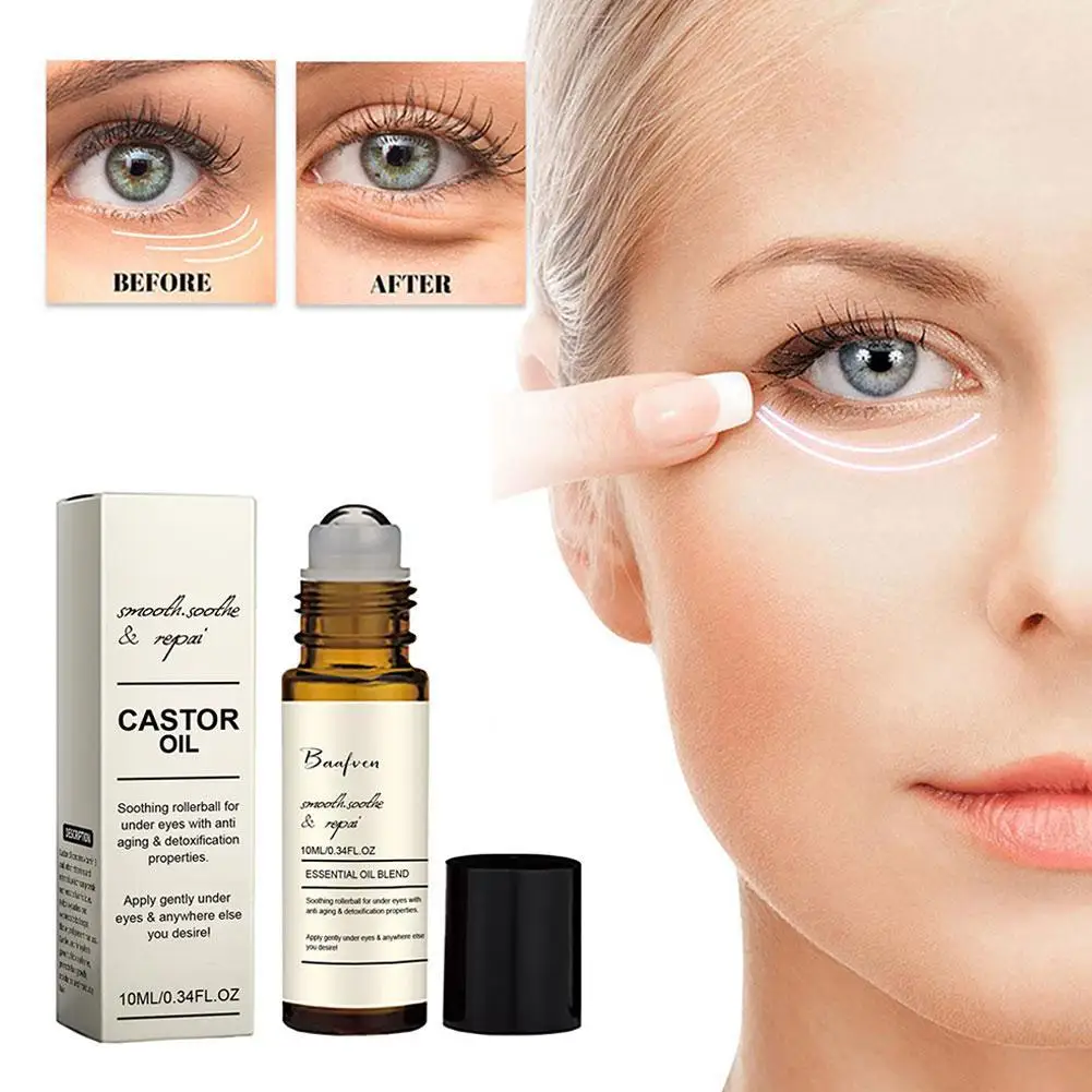 

Castor Oil Firming Roller Ball Eye Essence Hydrating Moisturizing Eye Essential Oil Remove Eye Bags Dark Circles Eye Care