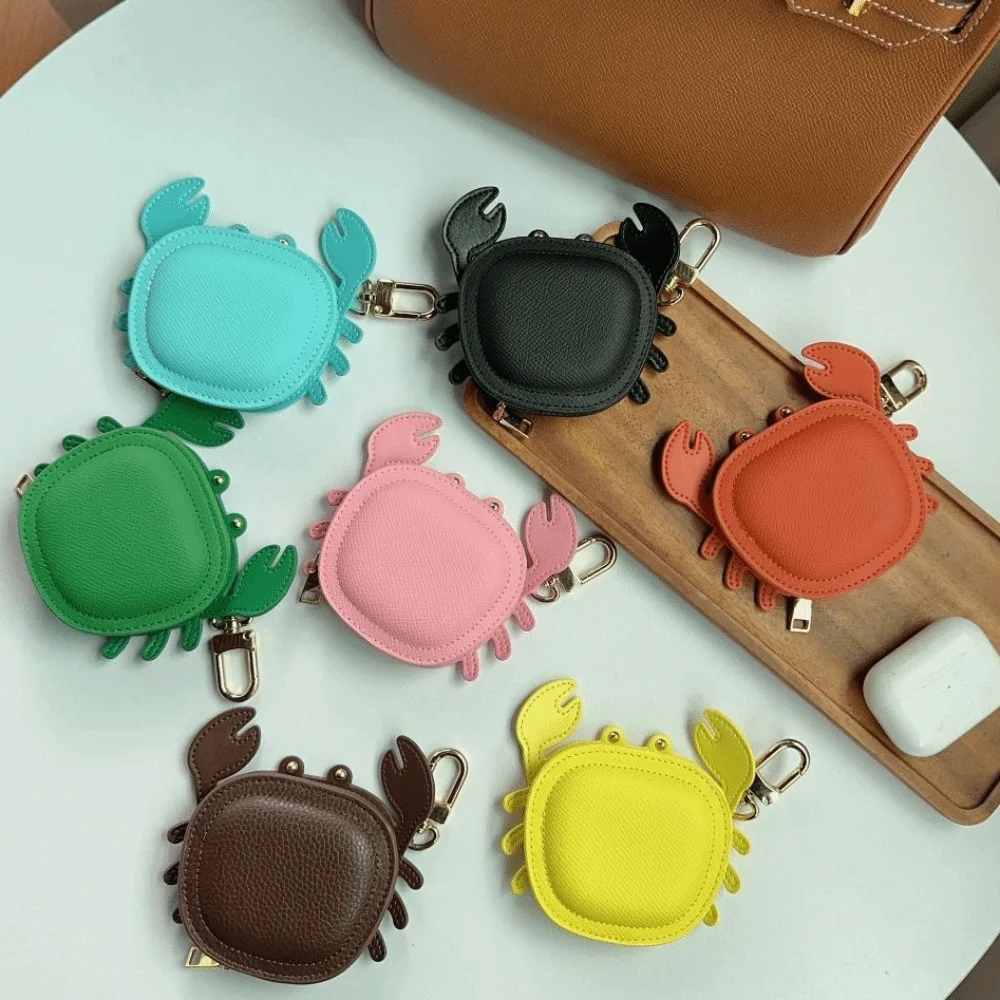 

Cartoon Crab Coin Purse Keychains Lovely Crab PU Leather Pendants Outdoor Earphone Bags With Zipper