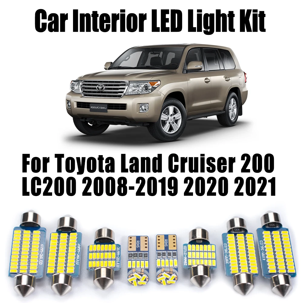 

16 шт. для Toyota Land Cruiser 200 LC200 2008 2009 2010 2011 2012-2021 автомобильные потолочные лампы светодиодный комплект внутреннего освещения багажника с куполом