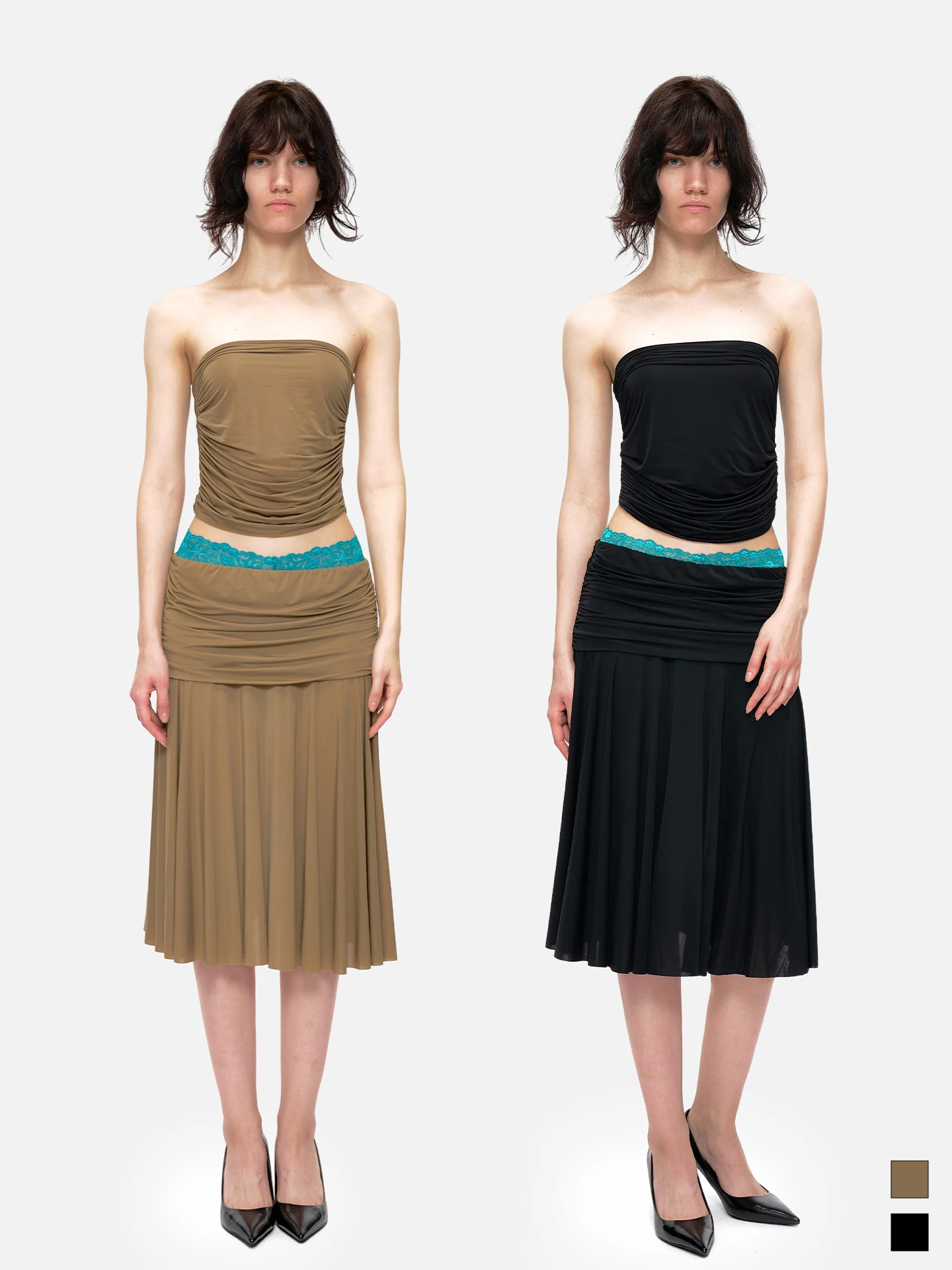 

Женская юбка миди с низкой талией, из тонкой эластичной ткани, с плиссировкой, модная, легкая, универсальная, для весны, осени и зимы