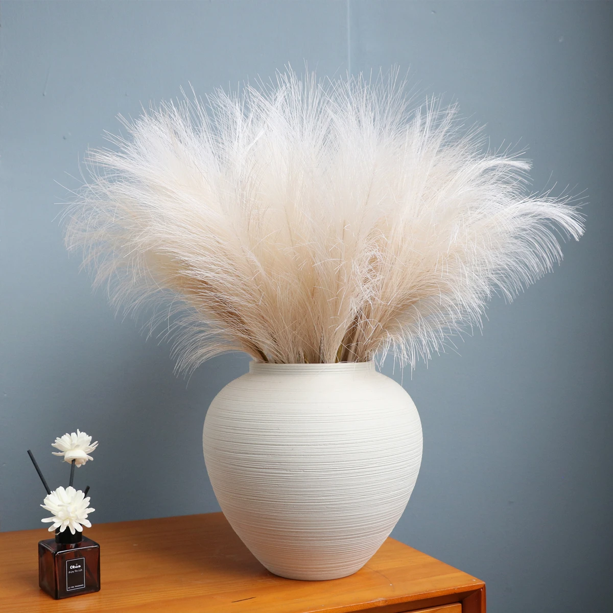 White Artificial Pampas Grass Beige Fake Fluffy Feathers Coffee Boho Flowers for Home Deor Party Wedding Bouquet Decorations