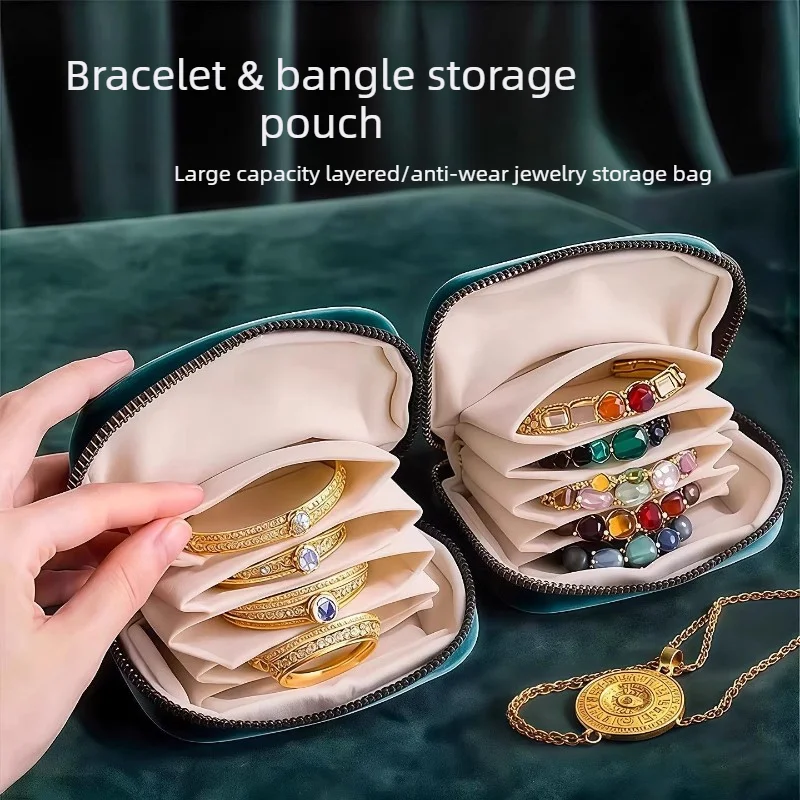 2026 New Jewelry Bag Elegant Fine Bracelet Bangle Necklace Storage Bag Portable Zipper Jewelry Box Jewelry Box Organizer