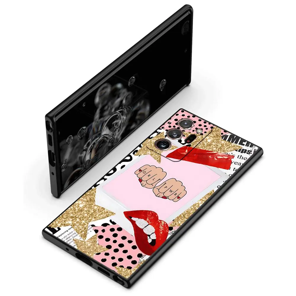 Hot Red Lip Leopard Print Phone Case for Samsung S23 Plus 5G S20 FE 5G S22 Ultra S10 Lite S21 FE 5G S10 Plus Black Bag