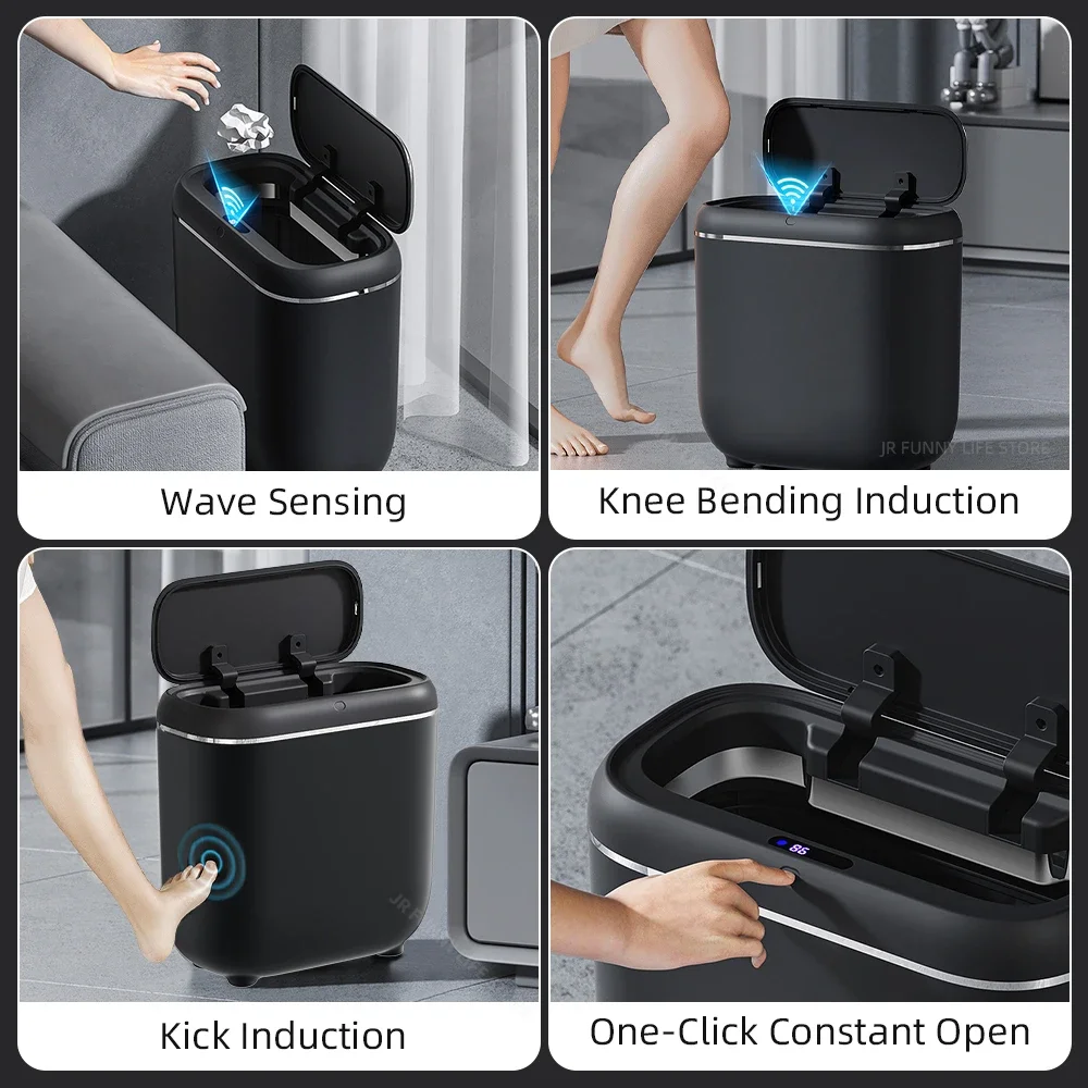 14L Smart Sensor Trash Can Electronic Automatic Bathroom Toilet Wastebasket Waterproof Narrow Storage Bucket Home Trash Bin