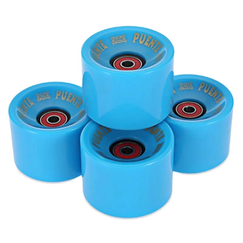 PUENTE 4Pcs Cruiser Skateboard Wheels PU Wheels Long Board Cruiser Wheels with ABEC-9 Bearings,Blue