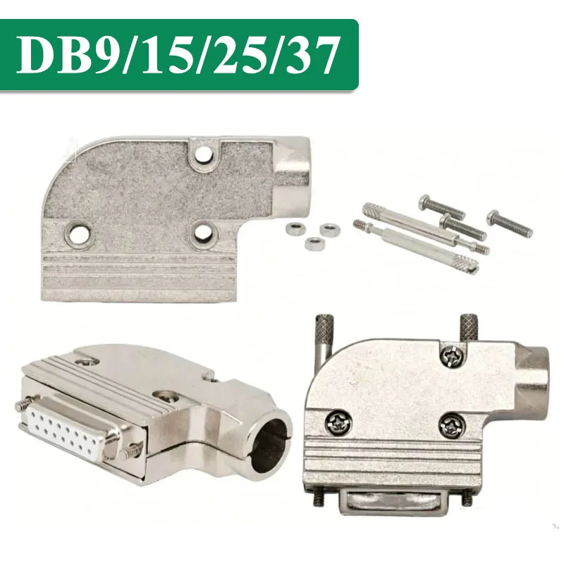 DB9/DB15/DB25/DB37 Connector Shell with Long Locking Screws D-SUB DB25 Metal Hood 90° Right Angle Side Entry Shell