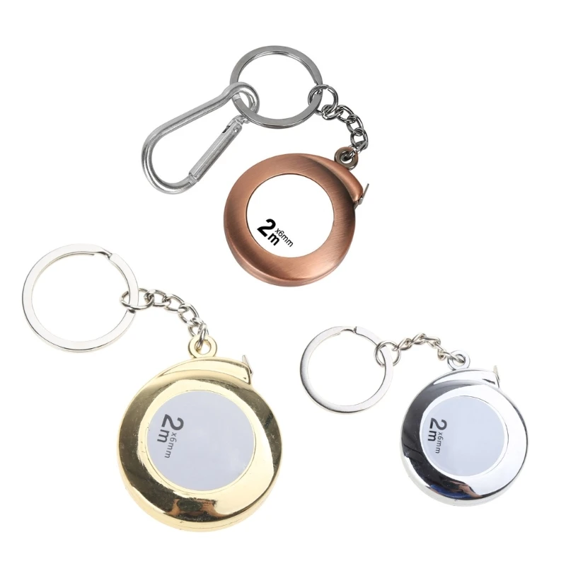 Tape Measure Keychains Functional Mini Retractable Measuring Tape Keychains 2M Stainless Steel Tape Measure Durable