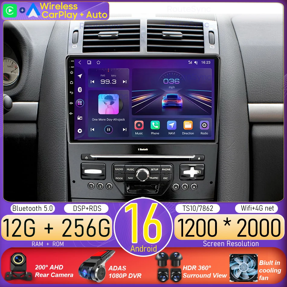 Android For Peugeot 407 cc SW 407CC 2004 - 2011 Car Multimedia Player  Carplay Auto Head Unit Radio Video Stereo Navigation GPS