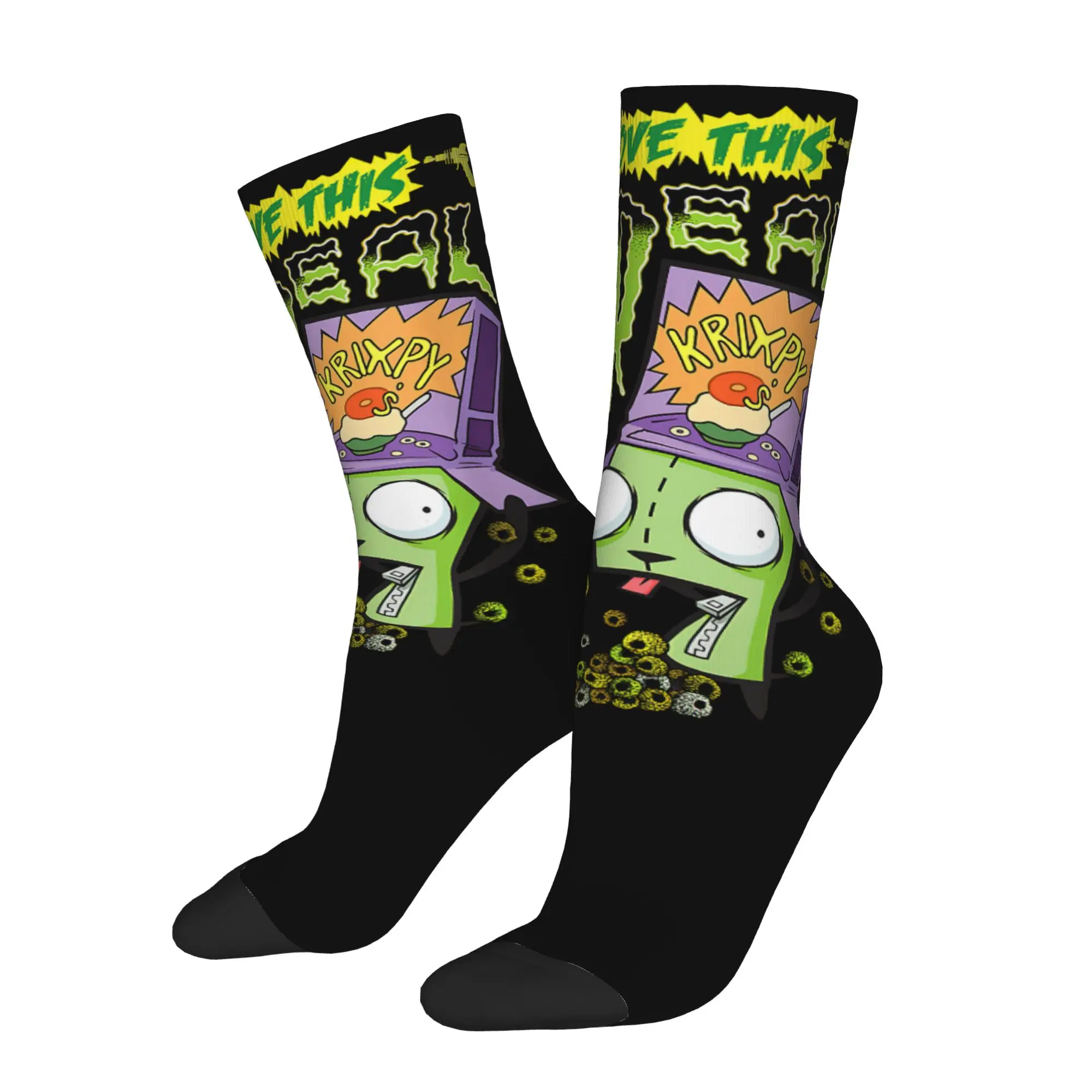 Winter Warm Crazy Design Women Men Alien Invader Zim Socks  Sweat Absorbing Skateboard Socks