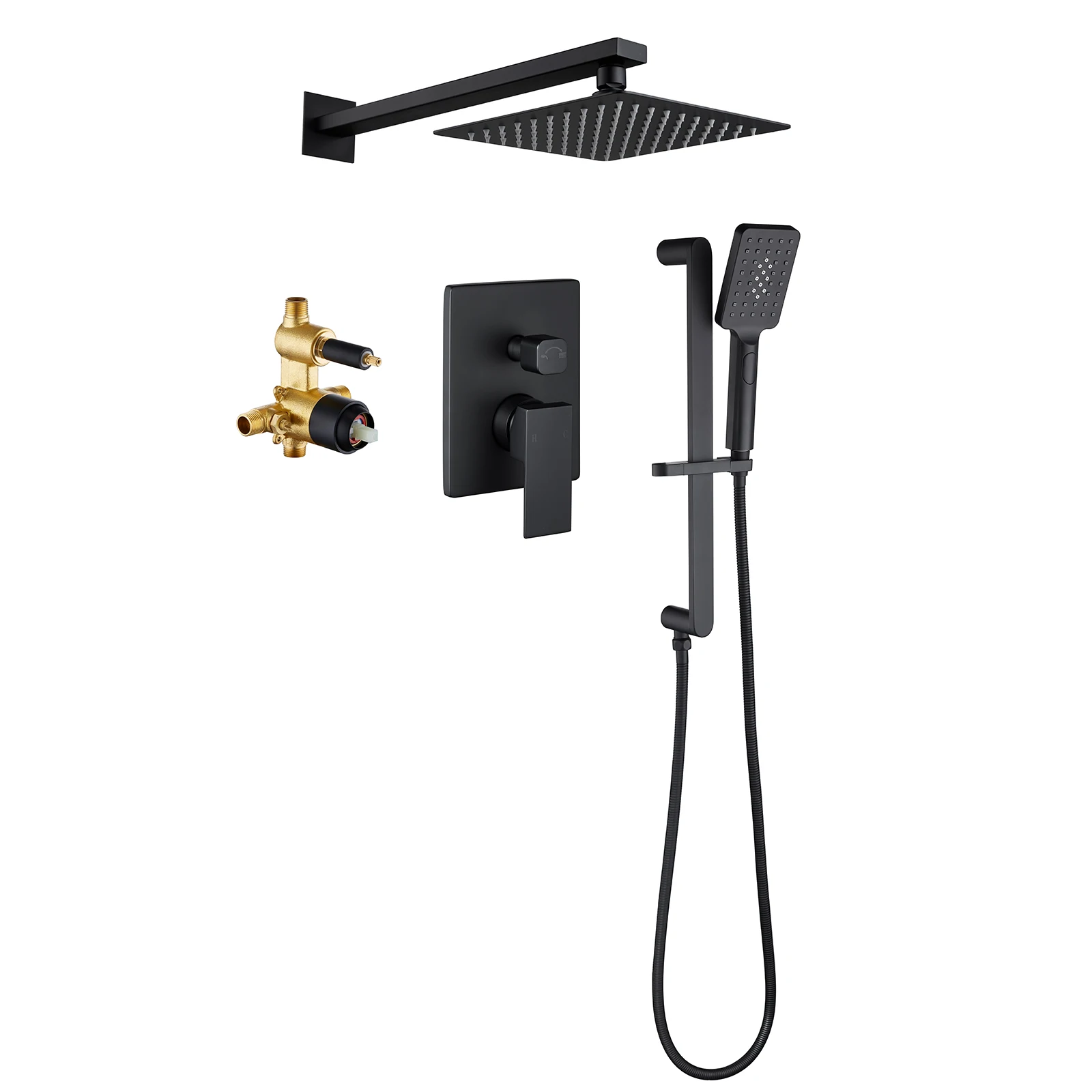 

Pressure Balance Valve Concealed Stainless Steel Bathroom Shower Set With Lifting Rod