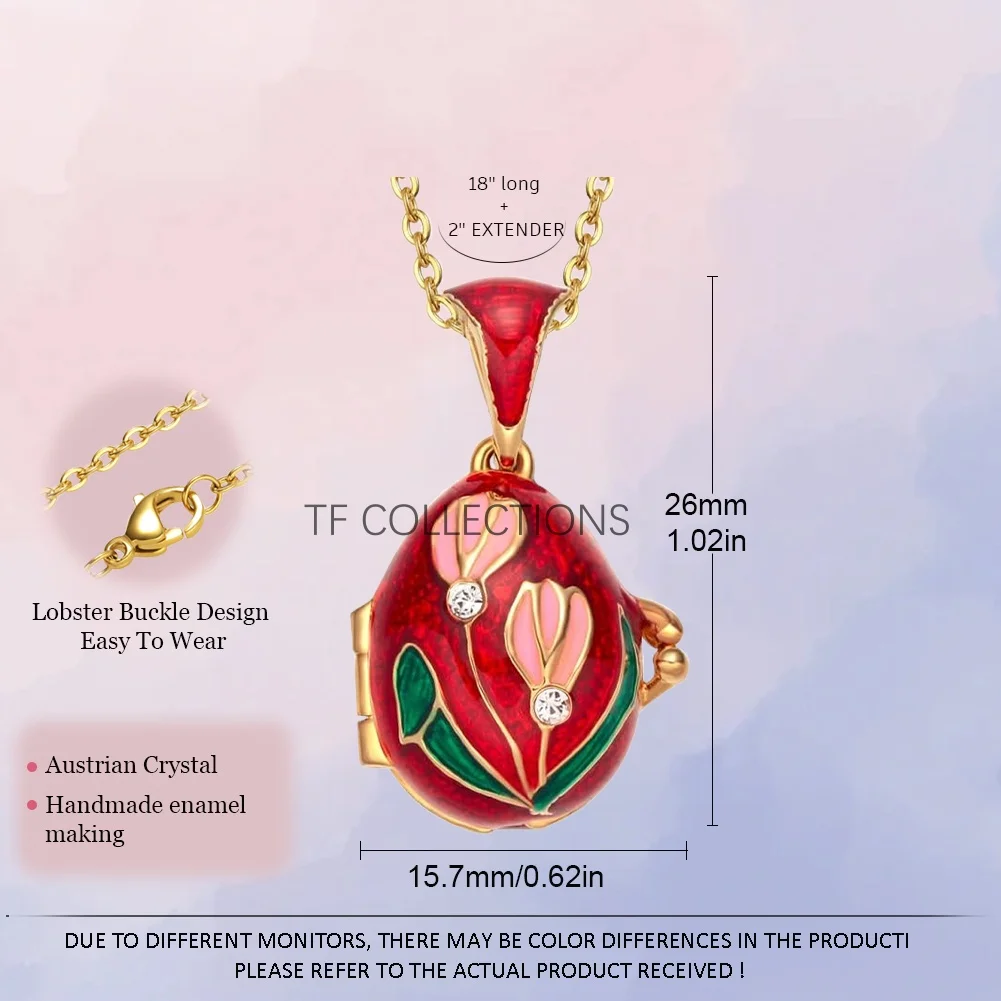 YAFFIL Enamel Colored Egg Necklace, With Three Color Detachable Pendant, A Rare And Luxurious Neck Chain